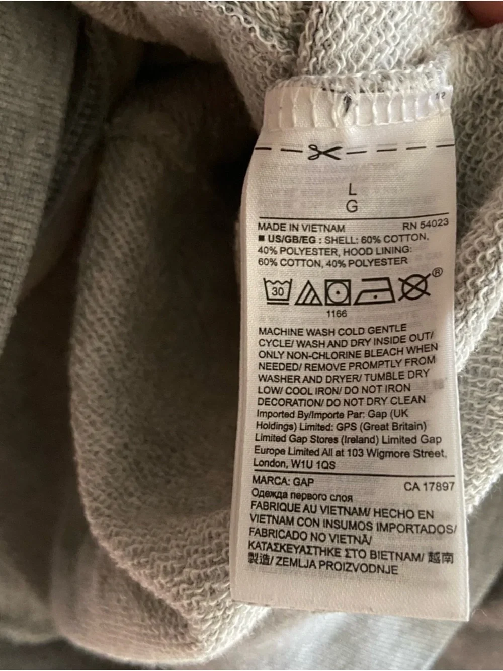 Gap Women's Sweatshirt Hoodie Logo Remix Pullover Grey Size L - Picture 6 of 6